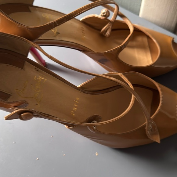 Christian Louboutin Tan Heels with Ankle Straps